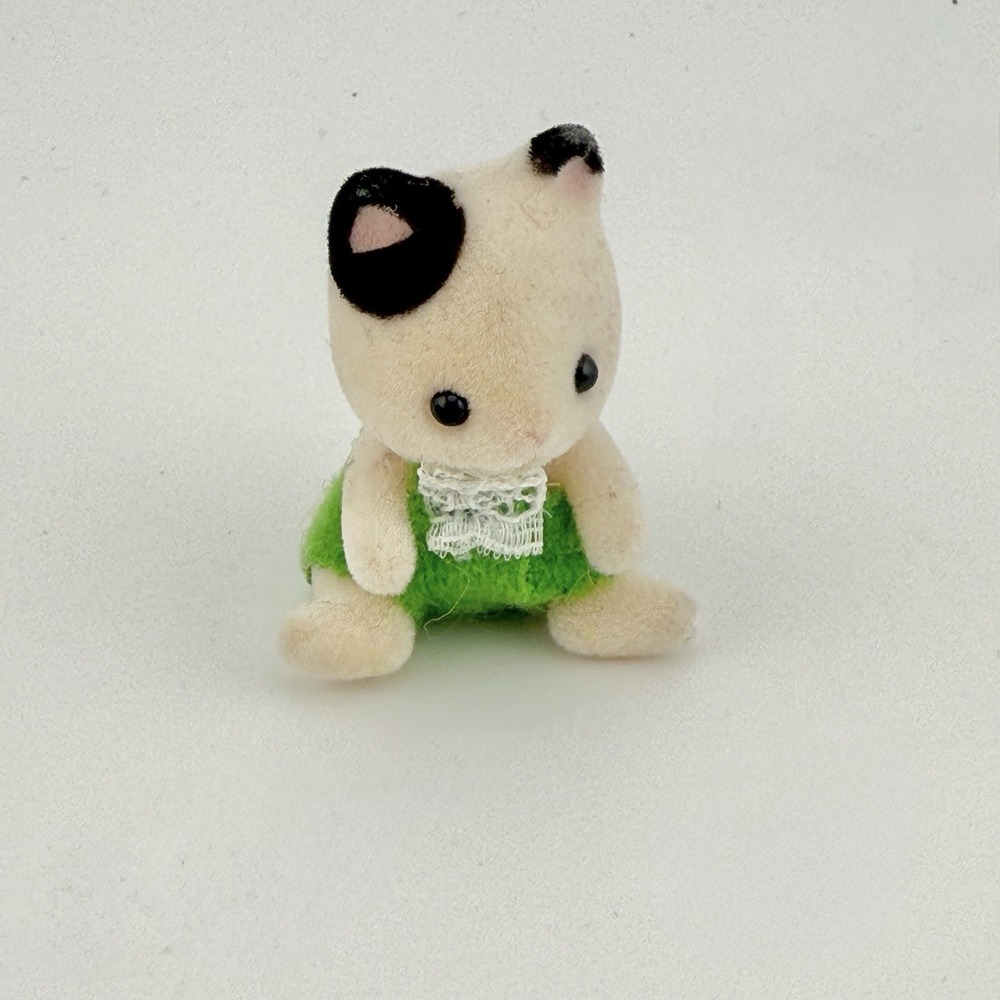 Sylvanian Families Calico Critters Tuxedo Baby‎ Cat Green Kitten Sitting Lace N